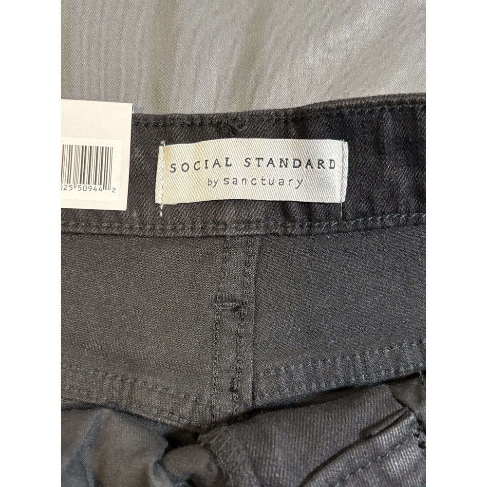 Social‎ Standard Women's Pants 14 High Rise Crop Straight Denim Jeans Black - Picture 10 of 14